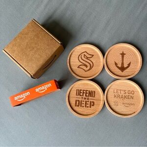 NIB Seattle Kraken Amazon Climate Pledge Arena SGA Wooden Coasters